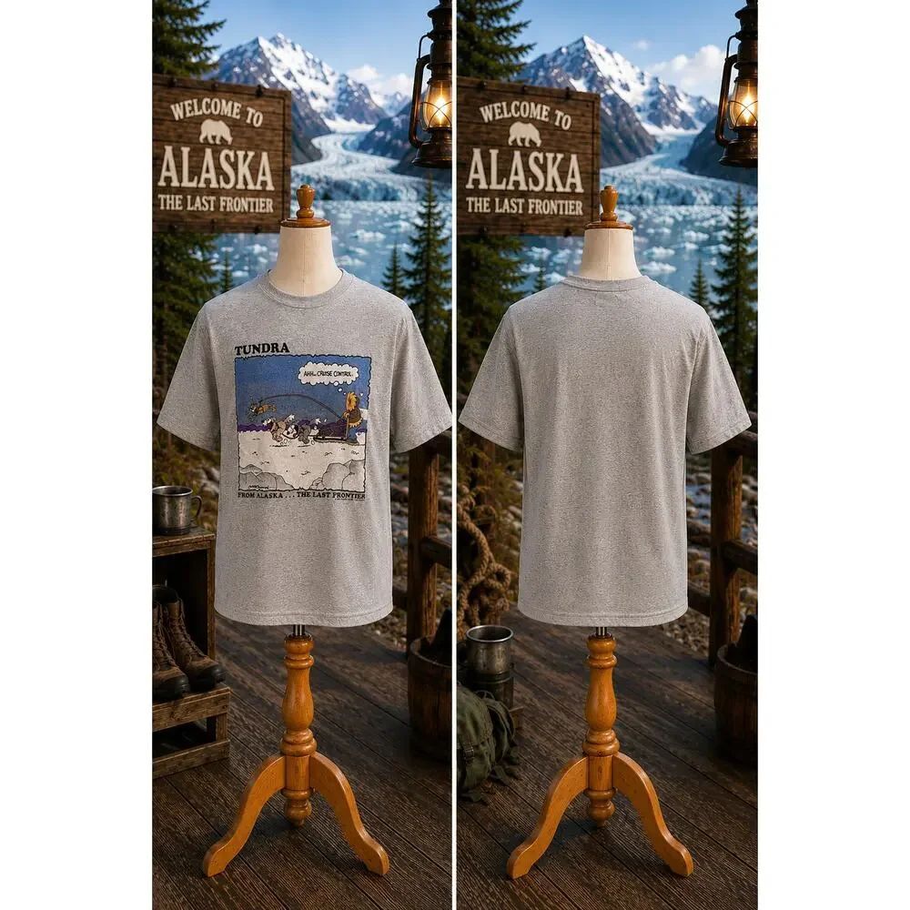 Vintage 2000 Tundra Alaska The Last Frontier Cartoon Graphic Tee Large